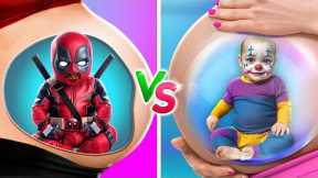 Pregnant with Superheroes! Mom's Parenting Hacks! *Deadpool Kid vs Joker Kid*